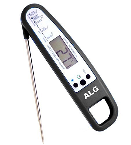 Meat Thermometer - Instant Read Digital - With Long Probe For Food / Meat / Kitchen / Grill / BBQ / Water / Smoker / Milk / Baking And Magnet Built In - Black