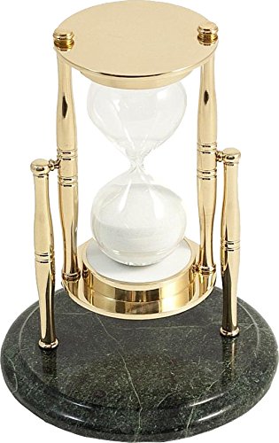 Brass / Green Marble 30 Minute Sand Timer - White Sand