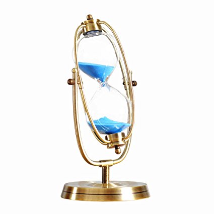 SUNLIGHTAM Luxury Metal Hourglass 360 Rotation 30Minutes Sand Timer Sandglass Hour Glass Clock Home Table Decoration Thanksgiving Xmas Birthday Valentines Gift (Blue)