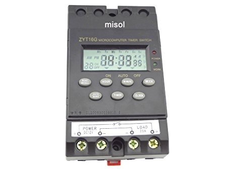 MISOL 12V Timer Switch Timer Controller LCD display,program/programmable timer switch,25A amps