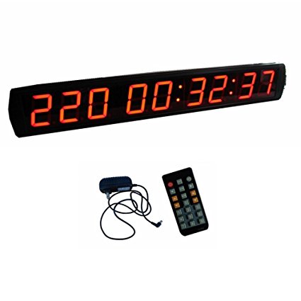 AZOOU Large Size 4-inch 9 Digits LED Countdown/up Clock Days Event Timer For Race Games LED Days Countdown Clock With IR Remote Control Red Color