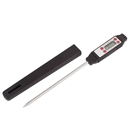 uxcell 12CM Probe Quick-Read Digital Cooking BBQ Meat Food Thermometer Black