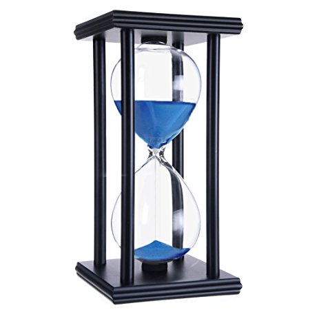 DAYA FASHION Hourglass Sand Timer gift box package (black frame,blue sand,about 60 minutes)