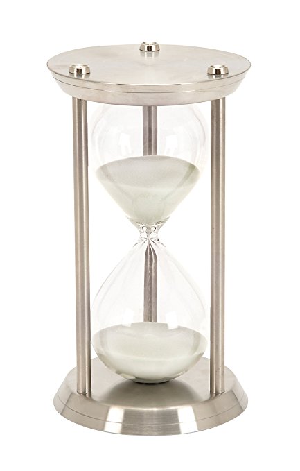 Deco 79 Metal/Glass 60 Minute Hourglass, 12 by 7-Inch