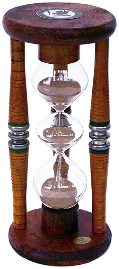 River City Clocks Three Tier Five Minute Antique Wood Sand Timer, 9-Inch Tall