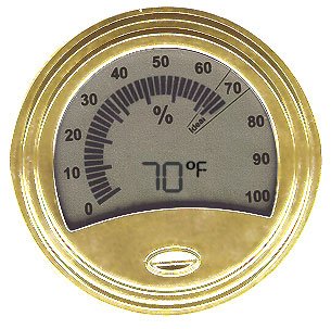 Don Salvatore Round Gold Finish Digital Hygrometer/Thermometer