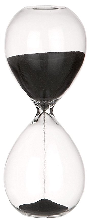 10.5 Minute Hourglass - Glass Timer with Black Sand