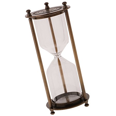 MagiDeal Retro Metal Frame Empty Hourglass Sandglass Sand Timer Home Decor Bronze L