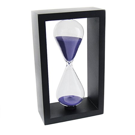 VStoy Wooden Frame Hourglass Sand Timer Black Frame Blue Sand … (Black Frame Purple 60 Minutes)