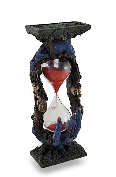 Bloody Zombie Hands Holding Hour Glass Statue Sand Timer