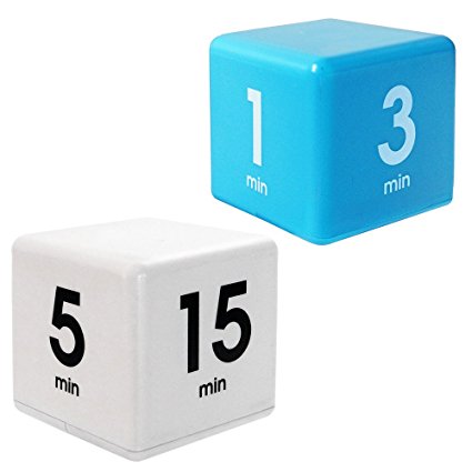 The Miracle TimeCube Timer Kitchen Combo. 2 Piece Set, 1,3,5 and 7 Minutes, 5,15,30 and 60 Minutes, Blue and White