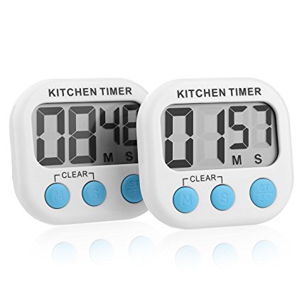 Sminiker Professional 2pcs Countdown Timer Magnetic Digital Kitchen Timer for Cooking Large LCD Display Batteries Included