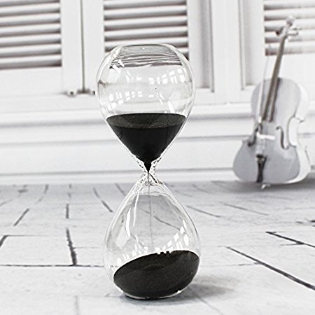 Graces Dawn Transparent glass hourglass Sand Timer 60 minutes with (black)