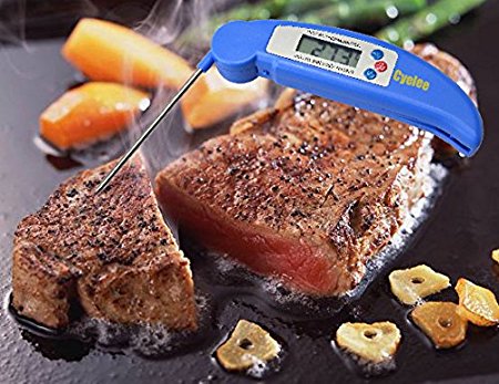 CYELEE® Blue Digital Thermometer Ultra Fast & Accurate,Instant Read Digital Electronic Barbecue Meat Thermometer With Collapsible Internal Probe,Splash-resistant,Great for Bbq,Cooking,Baking,boiling -20℃~200℃/-4℉~392℉