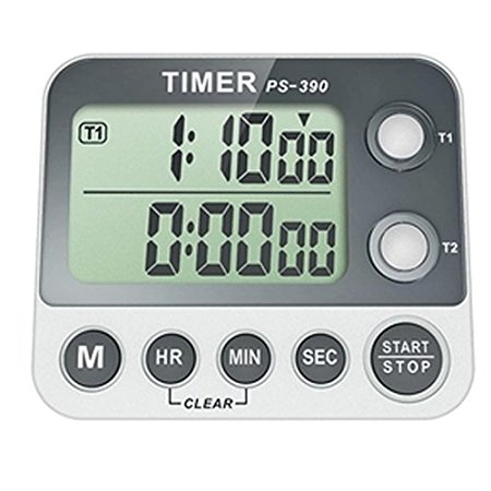 Countdown Digital Kitchen Timer, Dual Settings, with LCD Lights