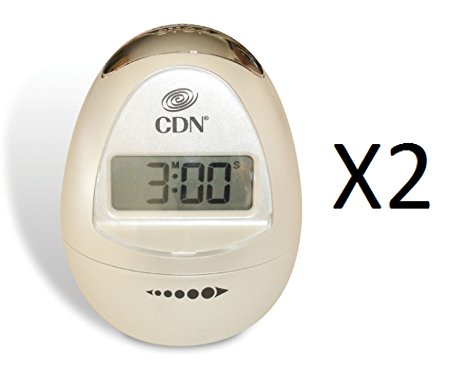 CDN Digital Egg Shaped Kitchen Timer 100 Min W/ Alarm Peal White TM12-W (2-Pack)