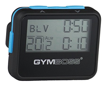 Gymboss Interval Timer and Stopwatch - BLACK / BLUE SOFTCOAT